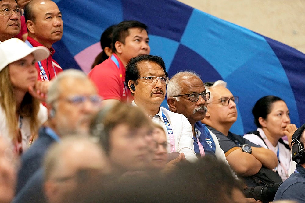 | Photo: PTI/Ravi Choudhary : Manu Bhaker’s coach Jaspal Rana